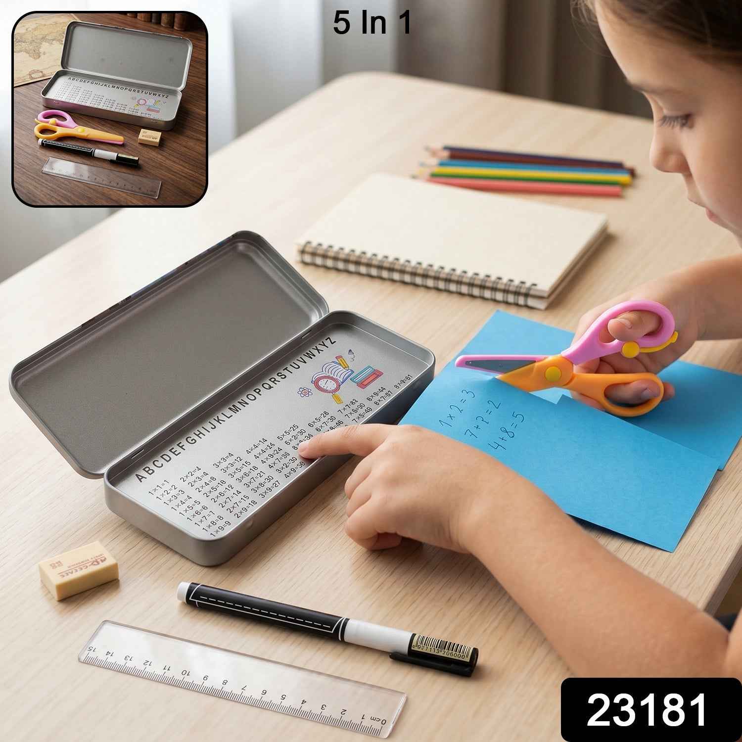 Kids Metal Pencil Box Set Ð Complete Stationery Organisation