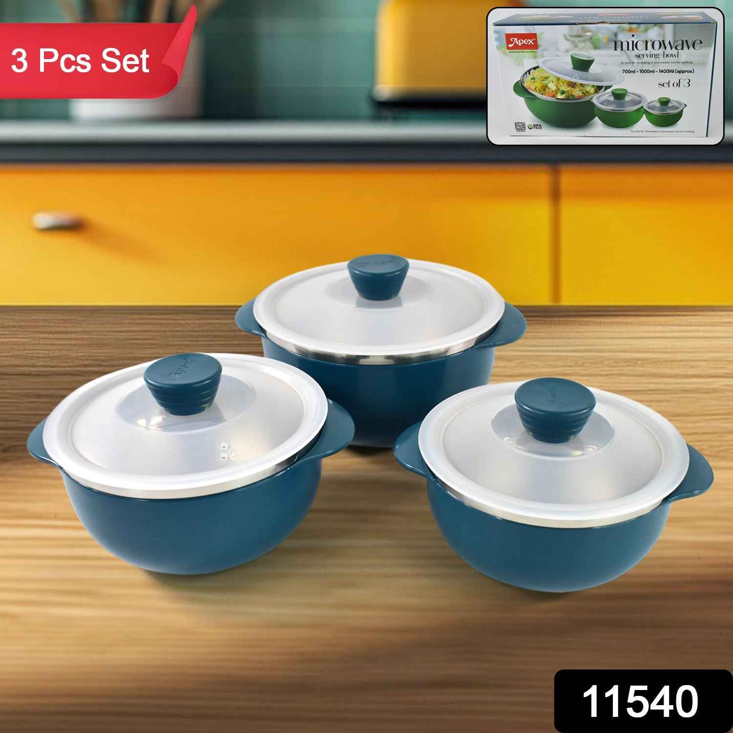 Microwave-Safe Serving Bowl Set – Durable 3-Piece Nestable Bowls