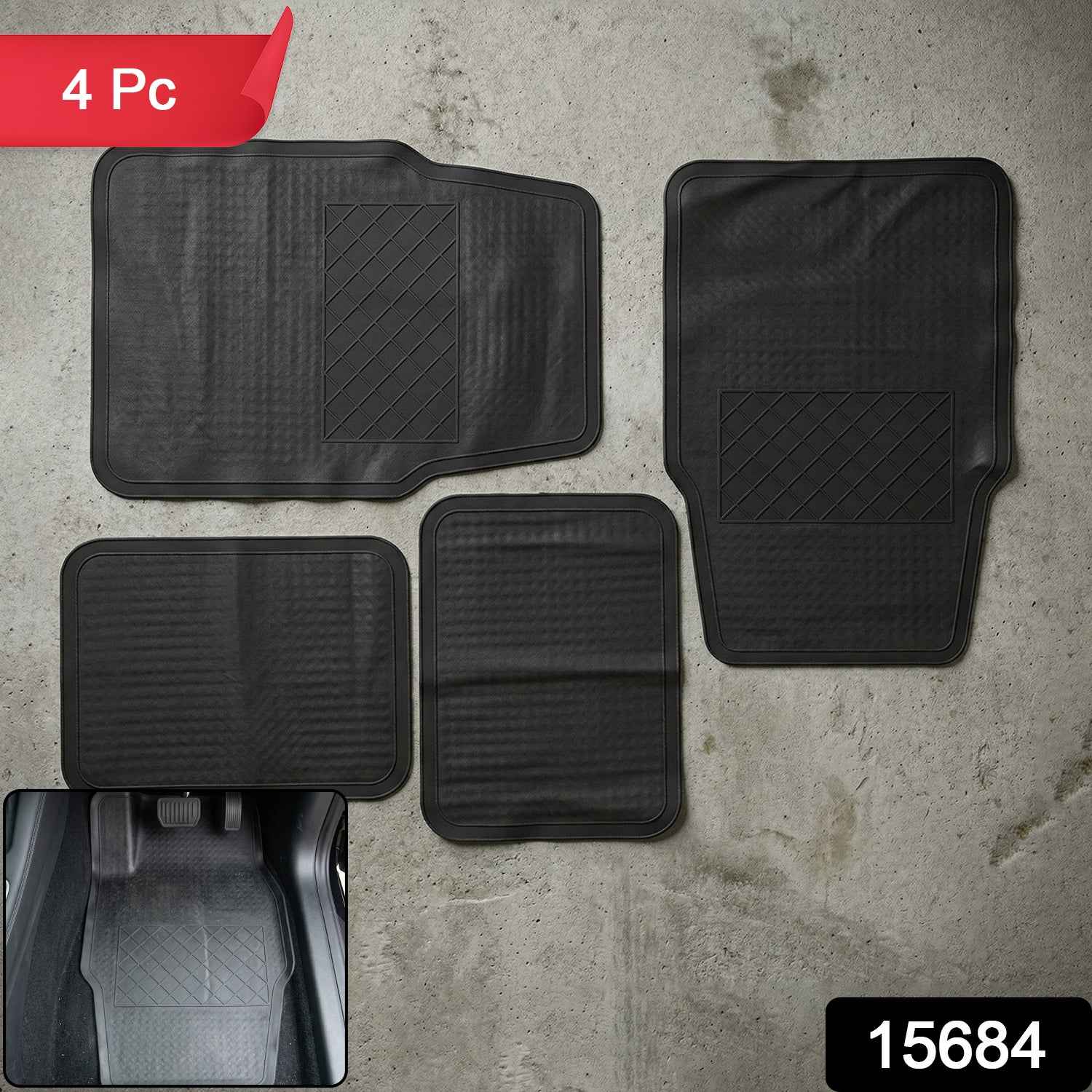 Heavy Duty Anti-Slip Rubber Car Foot Mat Set – Waterproof & Durable