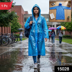 Blue EVA Hooded Rain Coat for Men & Women Monsoon Wear