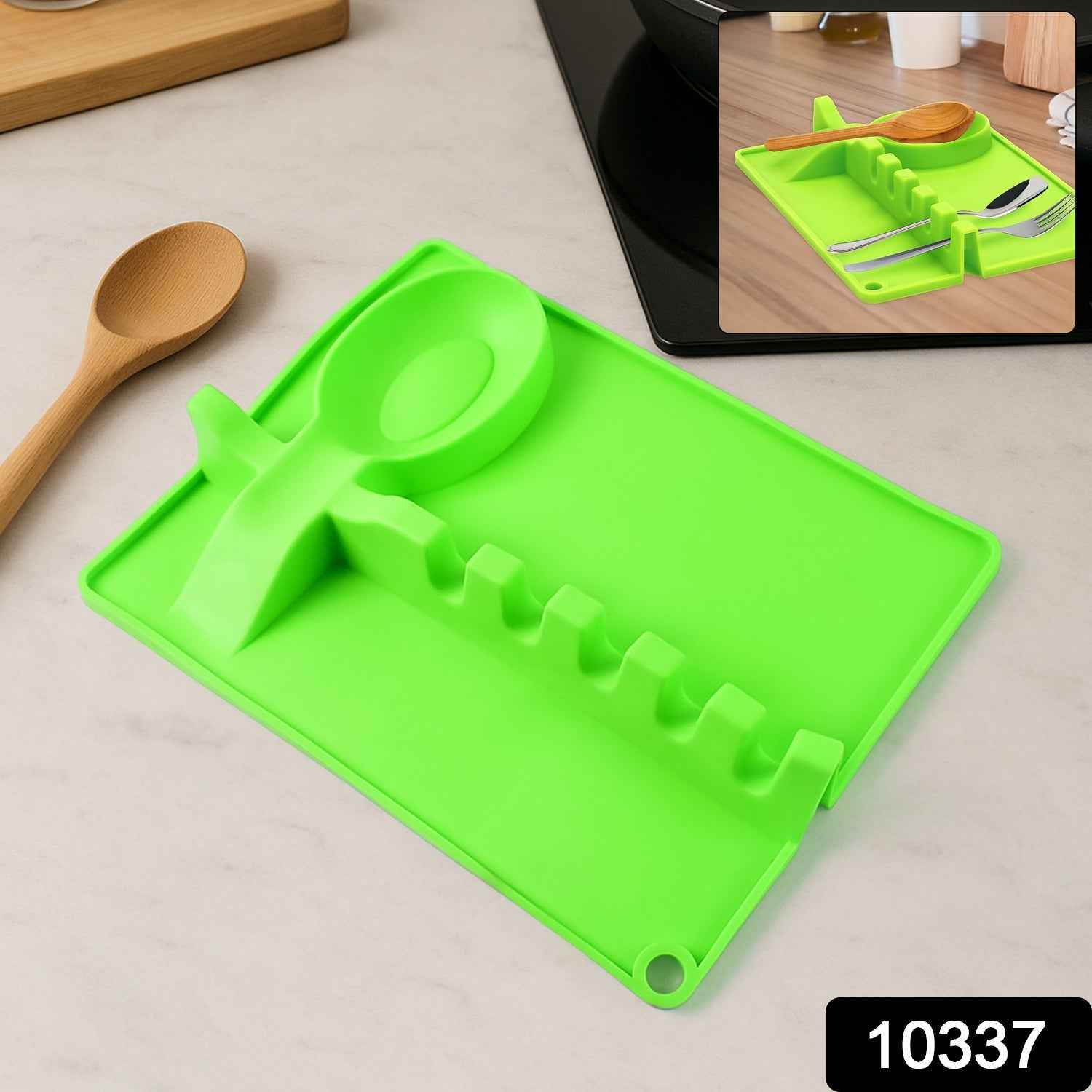 Silicone Spoon Rest – 4-Slot Utensil Holder & Spatula Rack | Quickslice