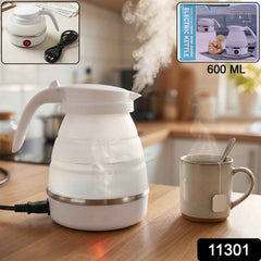 Collapsible Travel Electric Kettle 600ml Foldable Silicone Water Boiler (1 Pc)