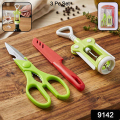 Kitchen Tool Set – 3 Pc Wine Opener, Knife, Scissors | Quickslice