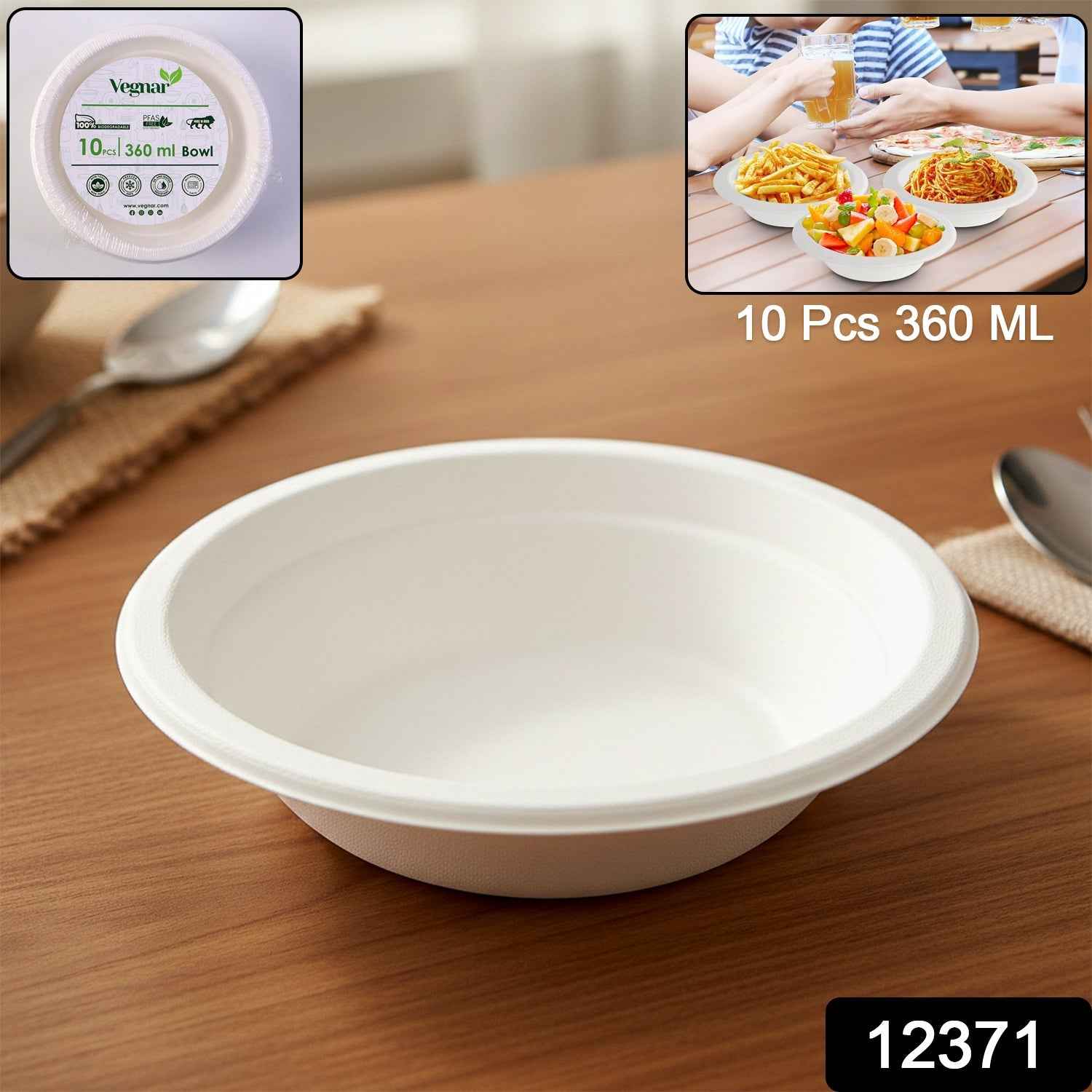 Disposable Food Serving Bowl Set – 360ml Capacity, 10 Pieces