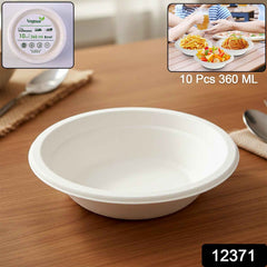 Disposable Food Serving Bowl Set – 360ml Capacity, 10 Pieces