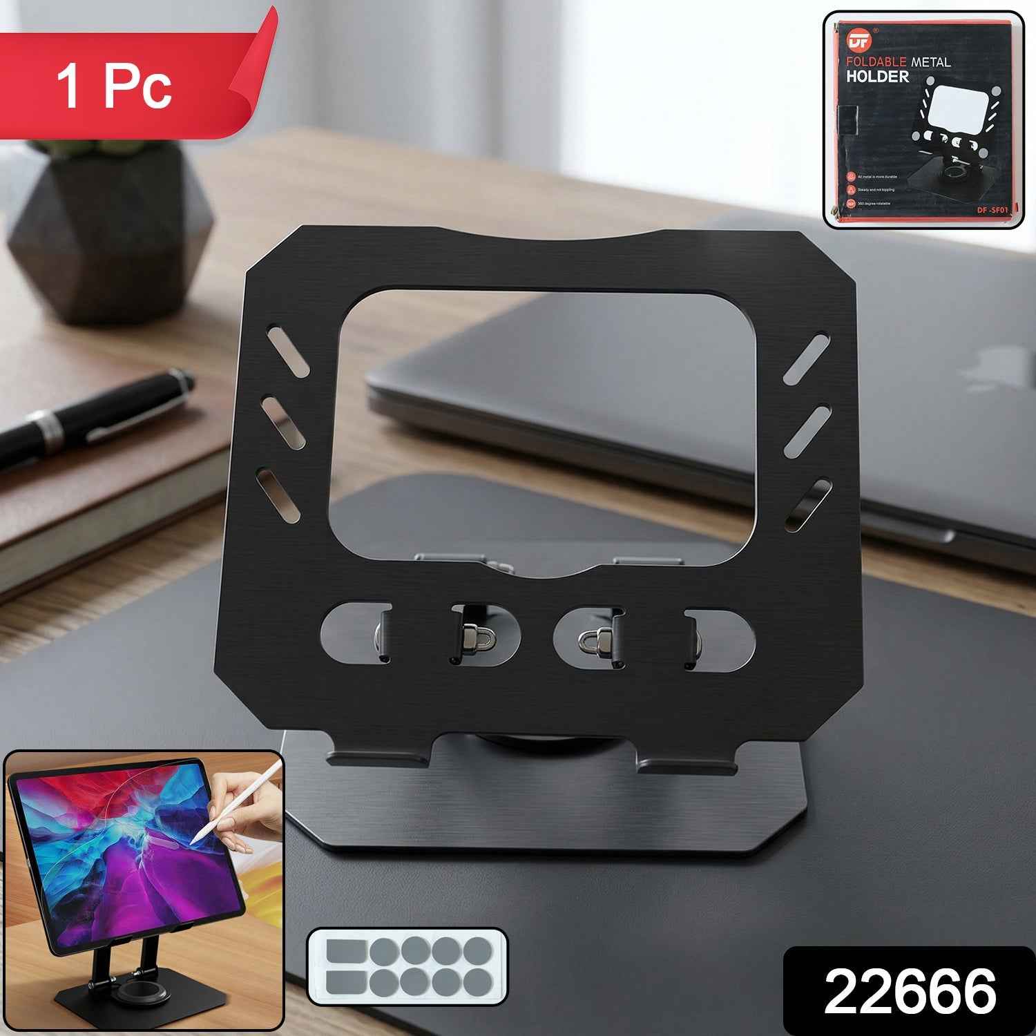 Foldable Adjustable Metal Tablet Stand – Multi-Angle Desk Support