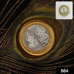 Lakshmi Ganesh Dual-Tone Religious Coin – Auspicious Symbol of Prosperity