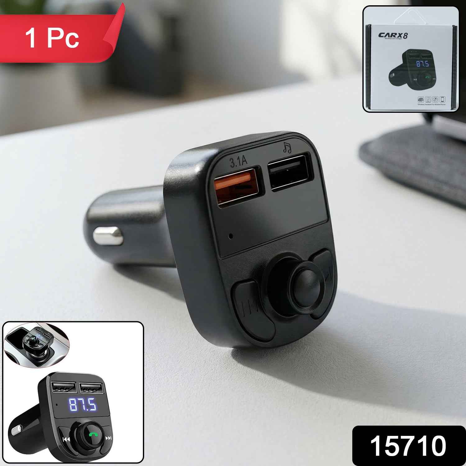 Wireless Car Charger – Dual USB Fast Charging & Handsfree Use
