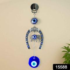 Evil Eye Hanging with Elephant & Horseshoe – Protective Wind Chime