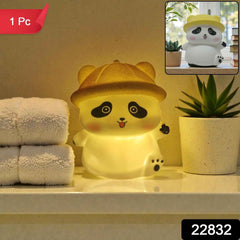 Panda with Hat LED Night Light, Cute Silicone Bedside Lamp for Kids (1 Pc)