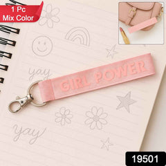 Girl Power Fabric Ribbon Keychain – Motivational & Durable Accessory