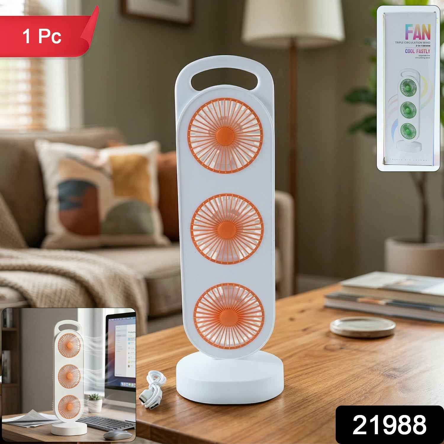Portable 3 in 1 Table Fan – Compact Personal Cooling Solution