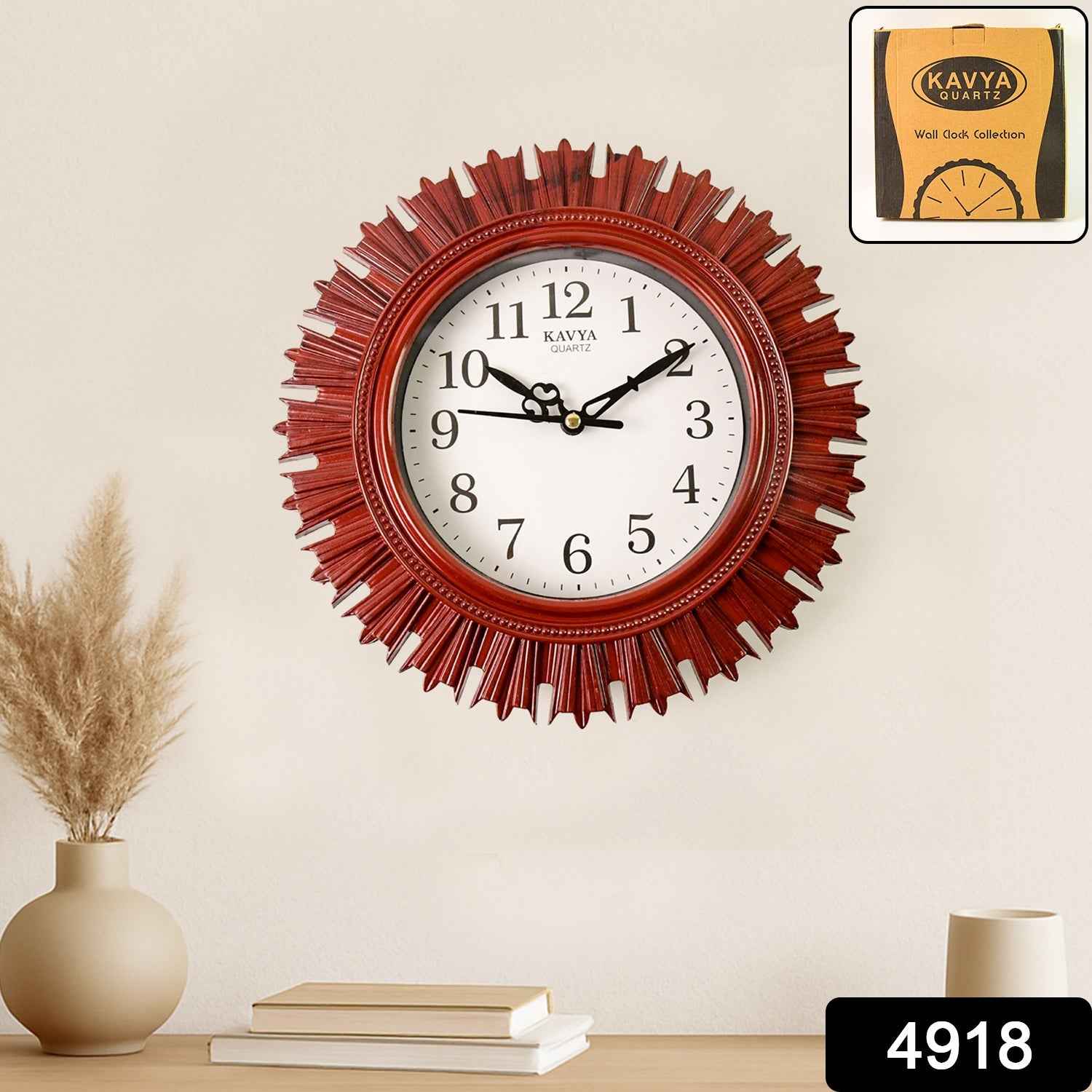 Wooden Look Wall Clock – Silent, Easy-Read for Home | VoltDesk