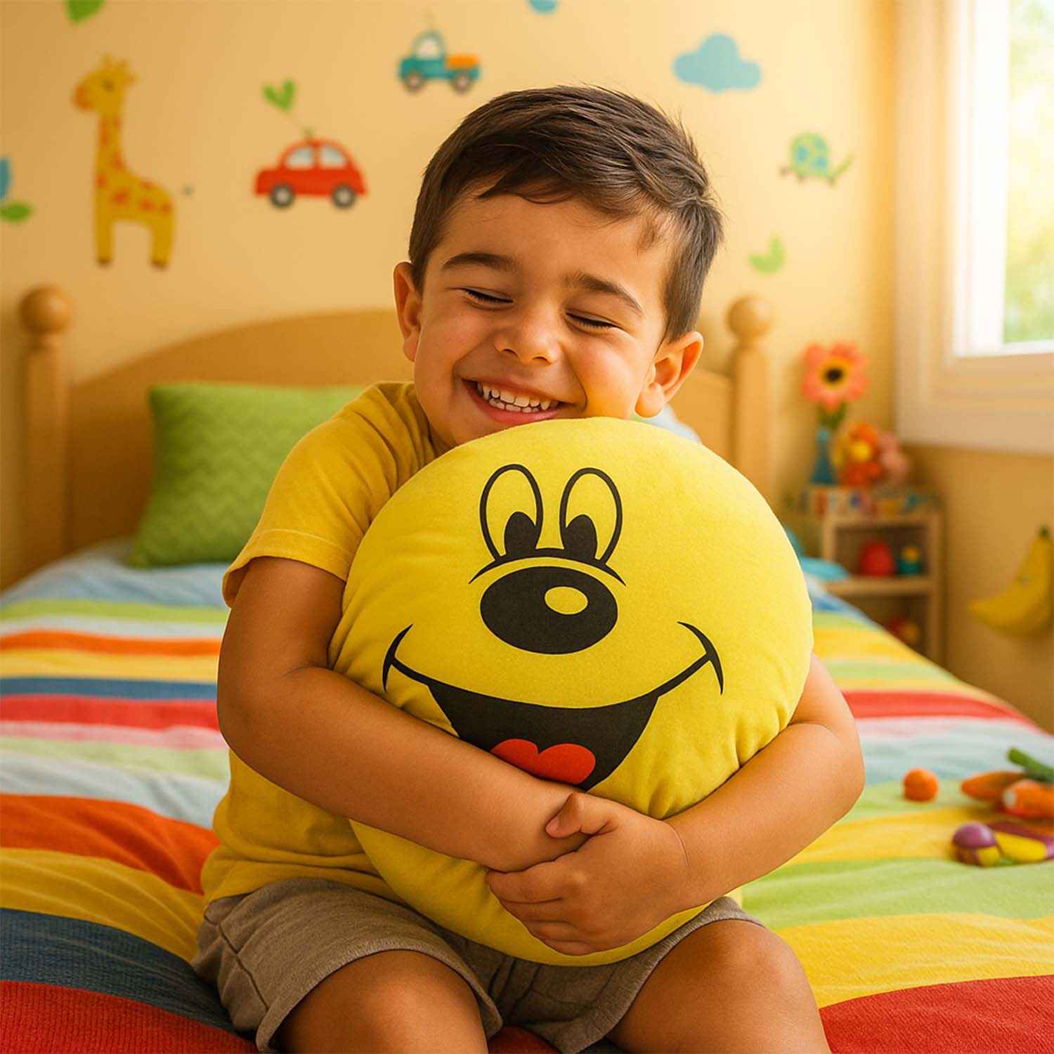 Smiley Face Plush Pillow Cushion – Soft & Cozy 30x30 cm
