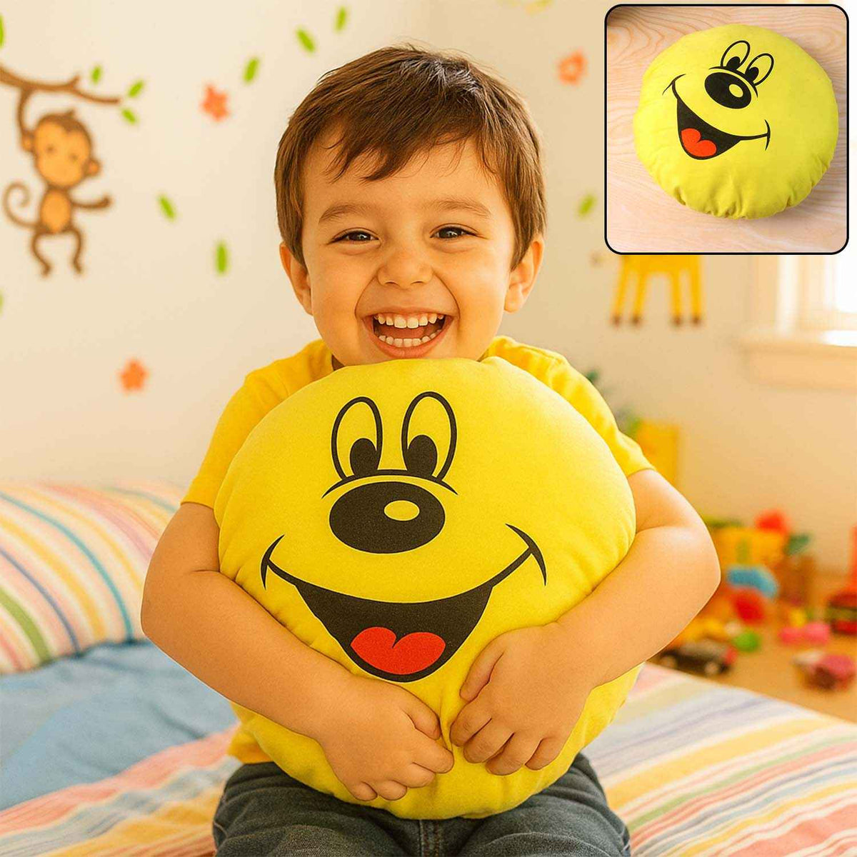 Smiley Face Plush Pillow Cushion – Soft & Cozy 30x30 cm