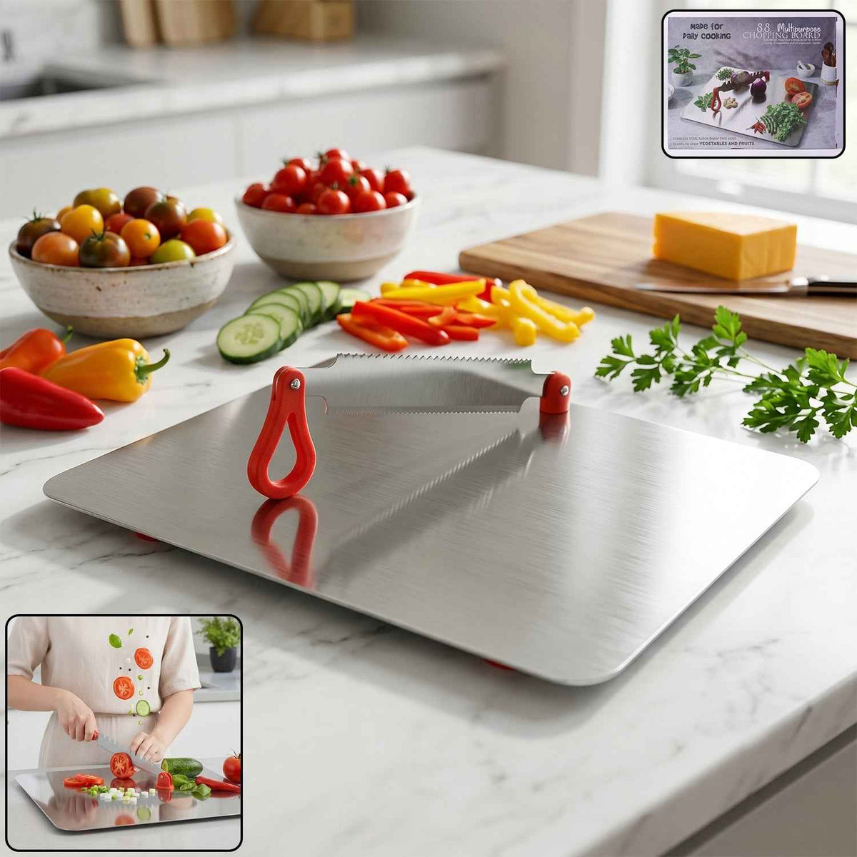 Stainless Steel Multipurpose Chopping Board – Hygienic & Durable for Kitchen