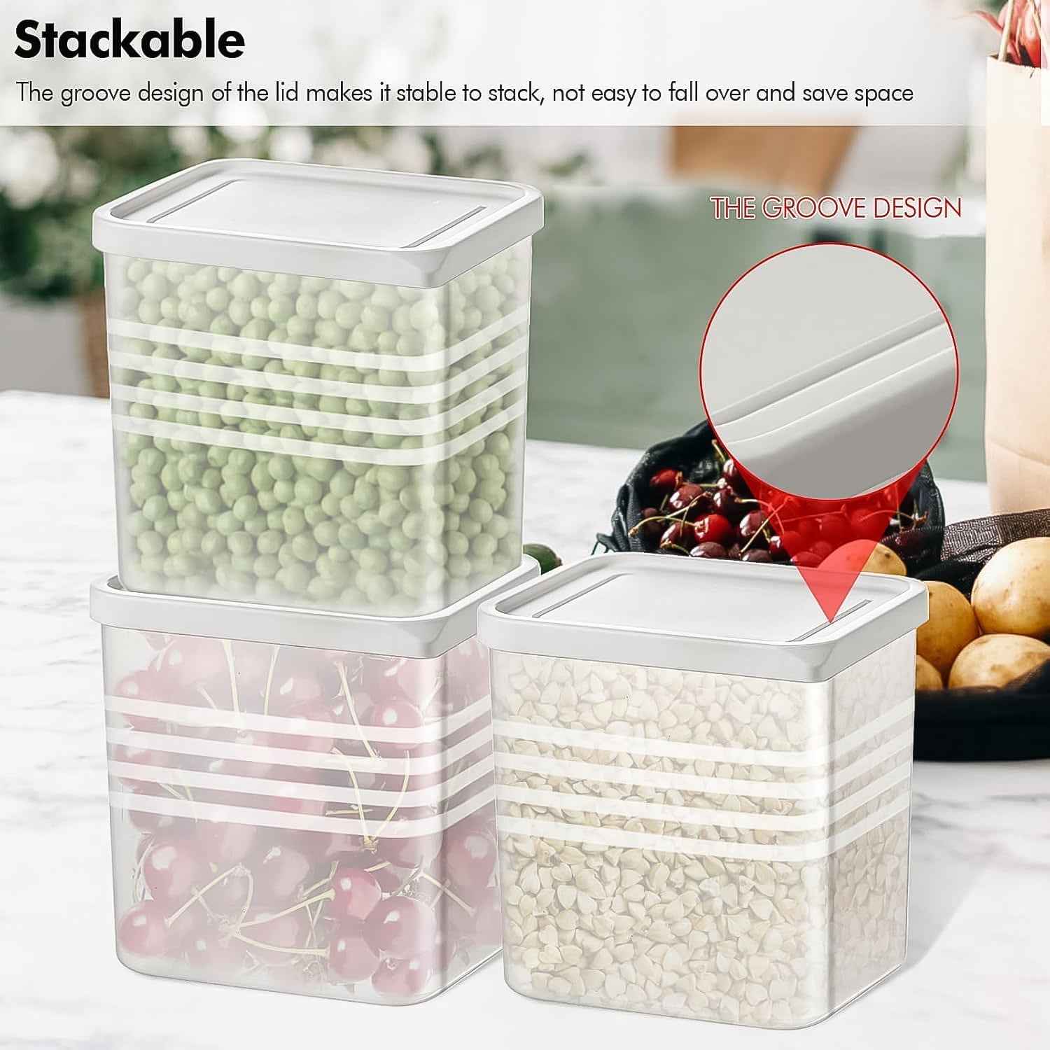 Airtight Square Plastic Food Storage Container Set – 6-Piece Clear Kit