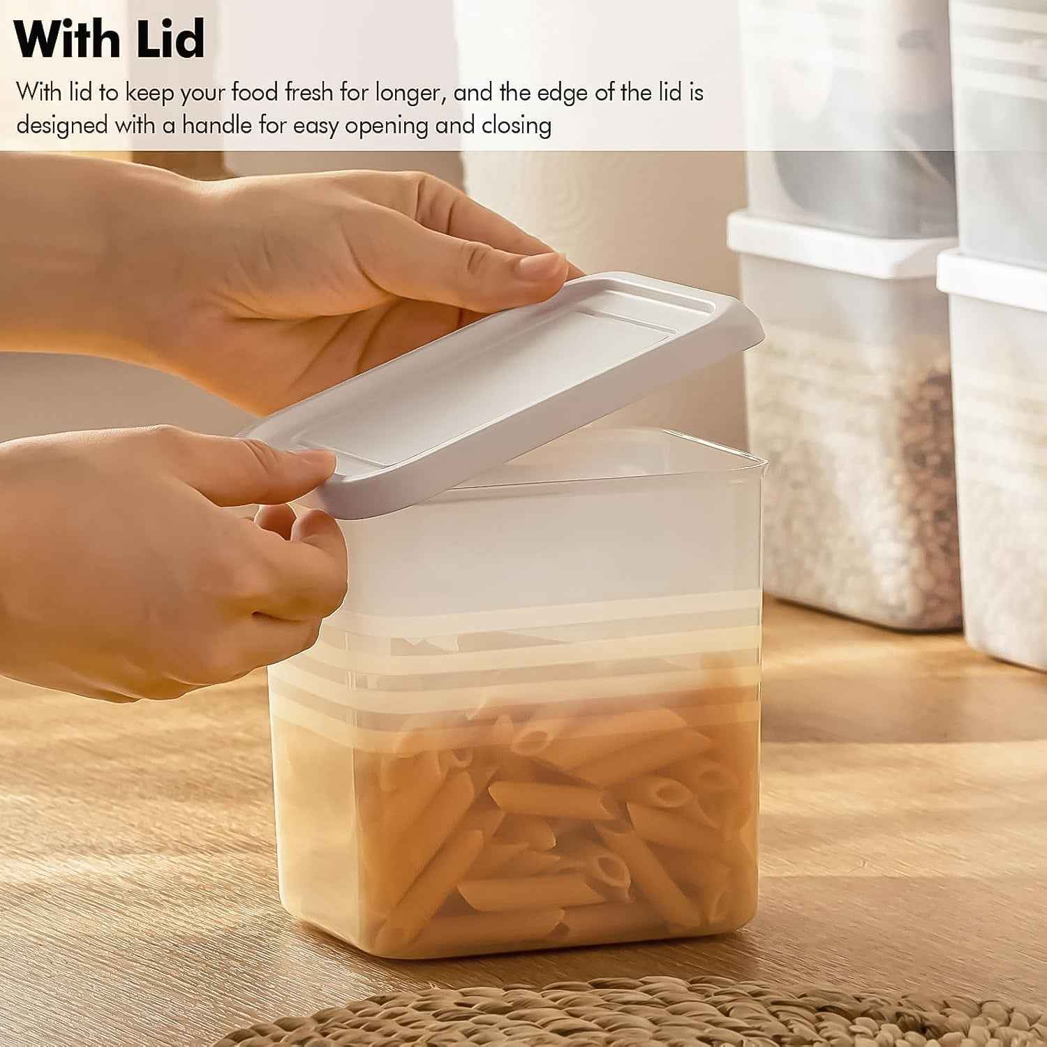 Airtight Square Plastic Food Storage Container Set – 6-Piece Clear Kit