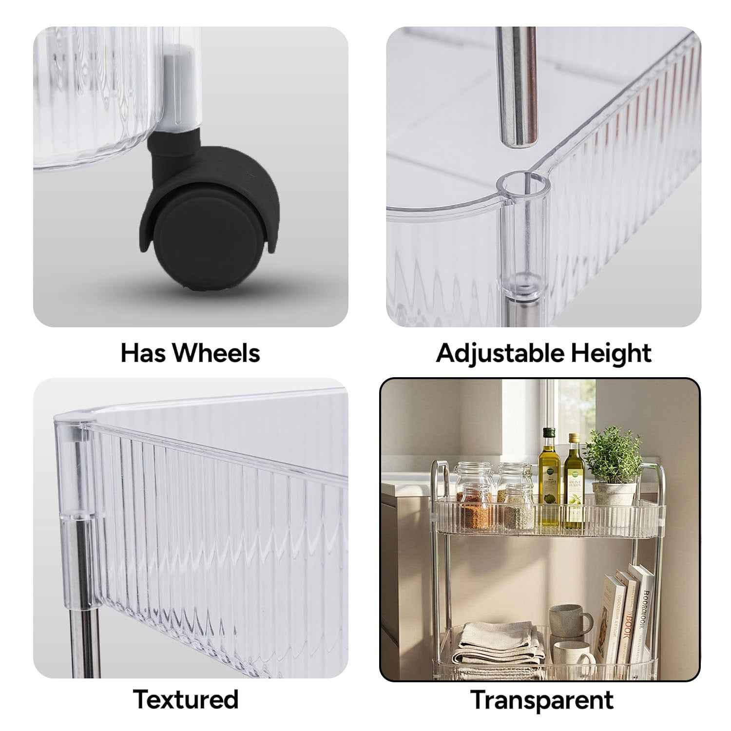 4 Layer Storage Trolley with Wheels – Multipurpose Organizer Cart