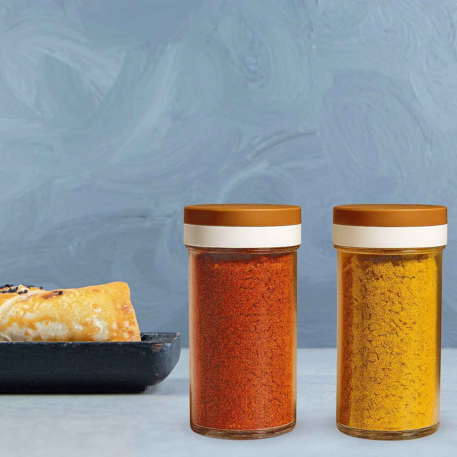 Airtight Kitchen Storage Jar Set – 2 Pc with Wooden Lids