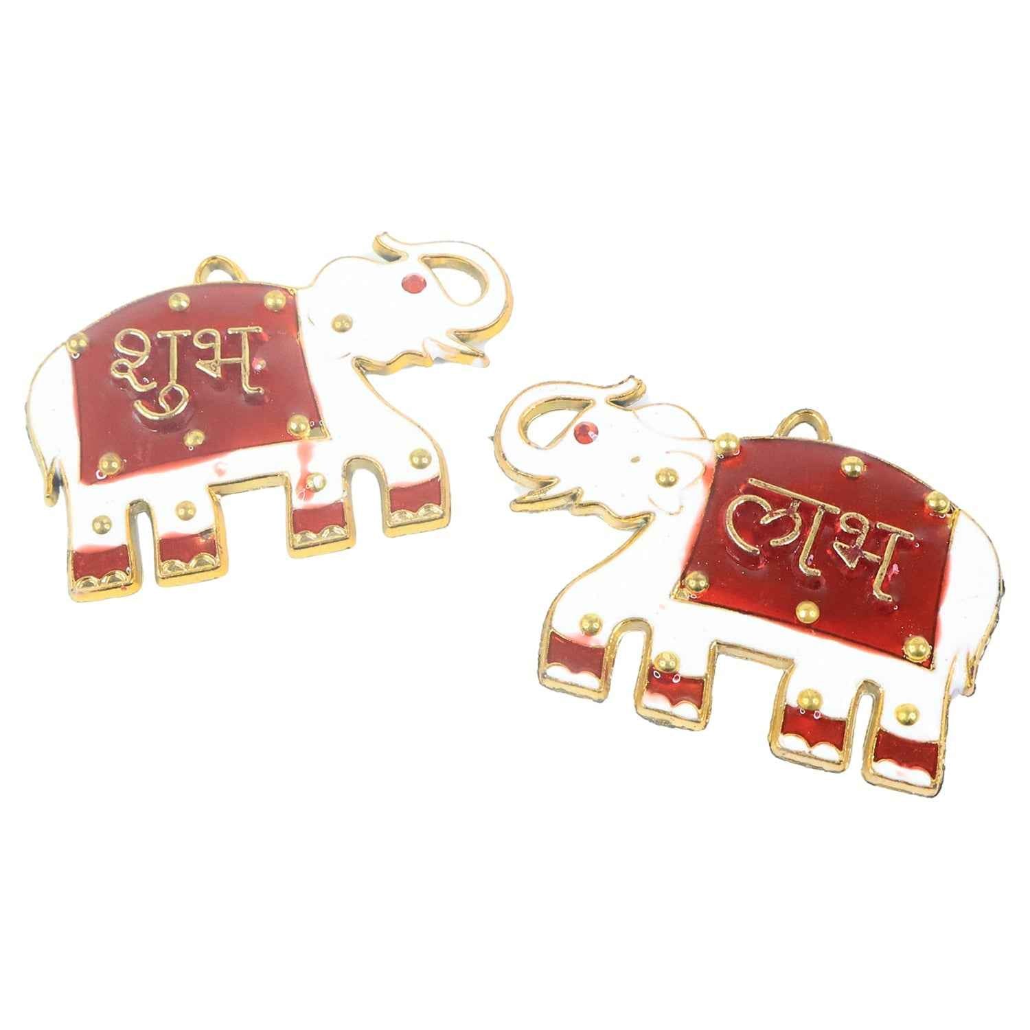 Shubh Labh Elephant Wall Hangings – Traditional Good Luck Décor Set