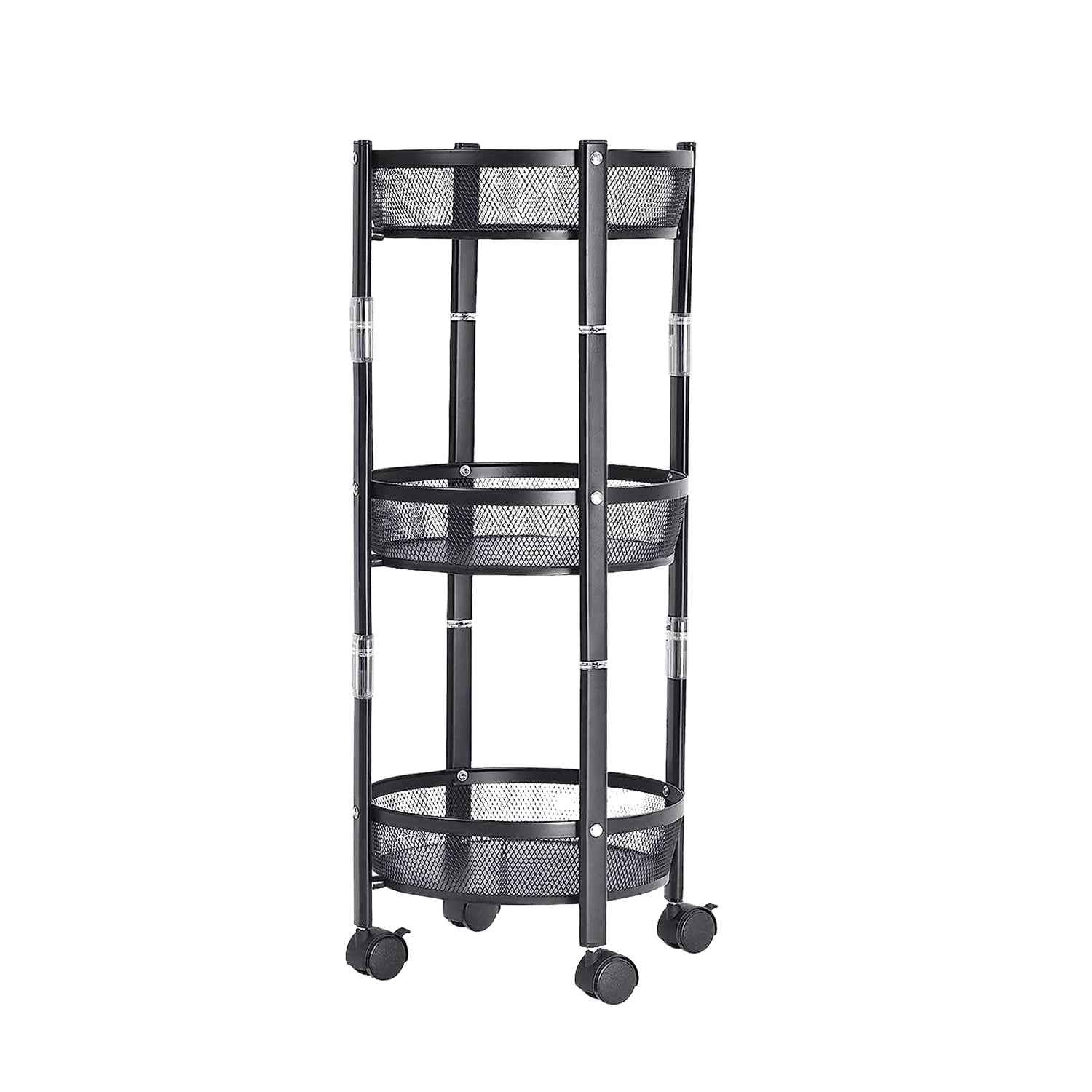 Metal Mesh Storage Trolley – 3-Layer Utility Cart with Wheels