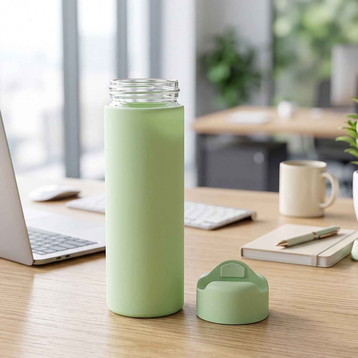 400 ML Glass Travel Water Bottle with Silicone Sleeve for Travellers (1 Pc)