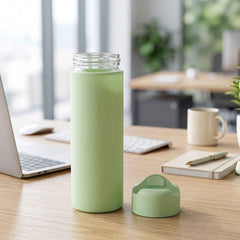 400 ML Glass Travel Water Bottle with Silicone Sleeve for Travellers (1 Pc)