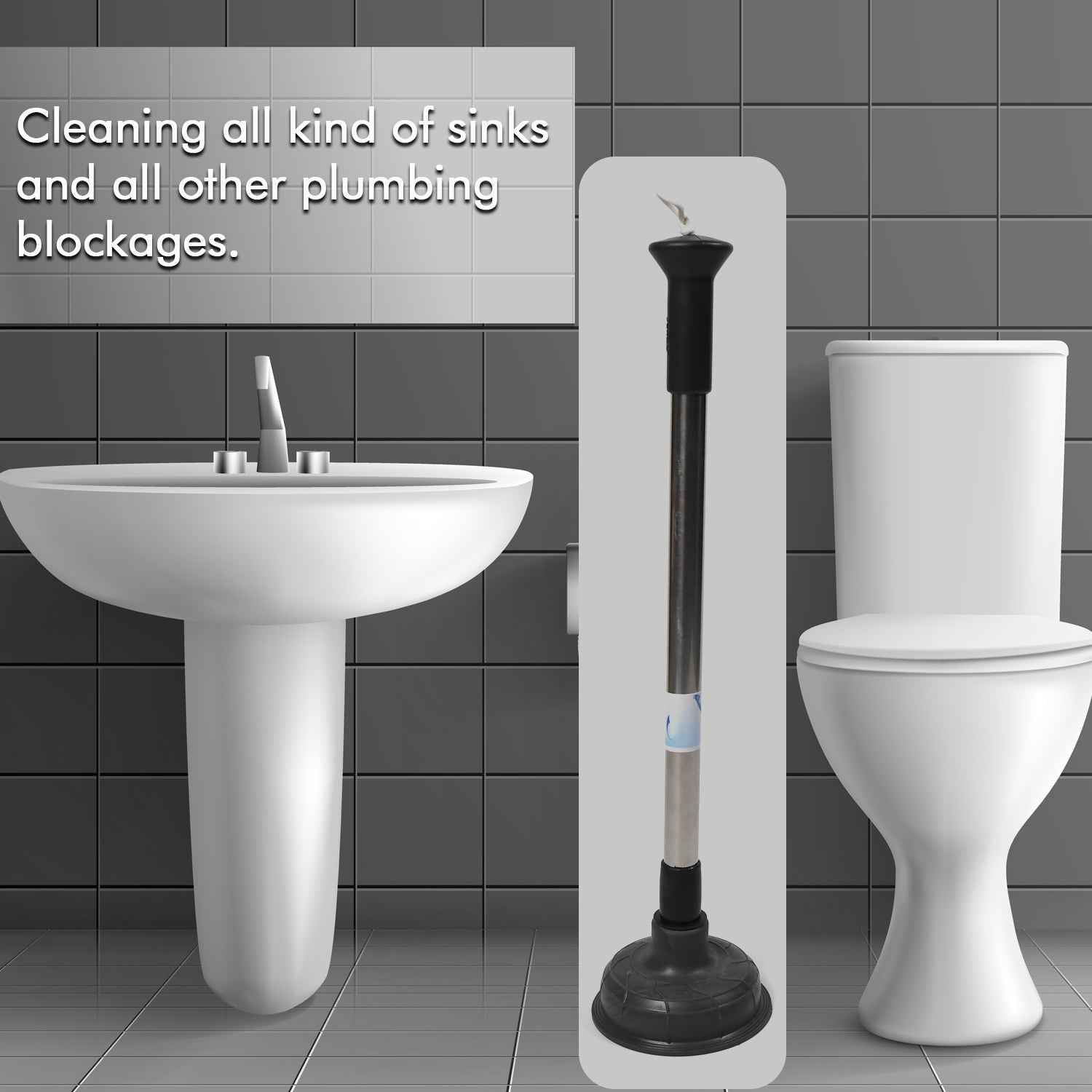 Drain Unblocker Pump – Heavy Duty Rubber Plunger | Velvet Wipe