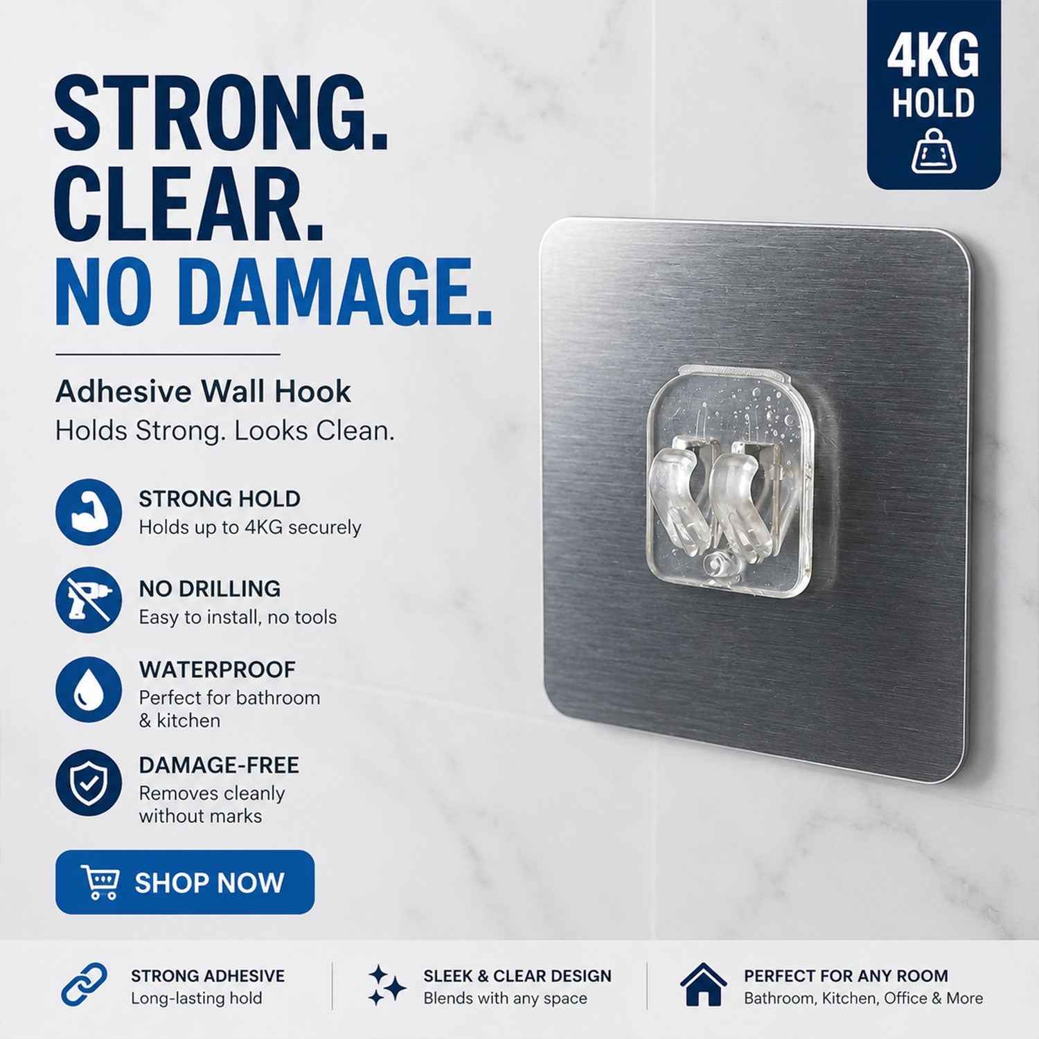 Self-Adhesive Transparent Wall Hook Ð Damage-Free, Reusable Holder