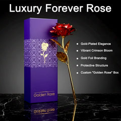 Close-up of 24K gold red rose showing detailed gold leaf craftsmanship