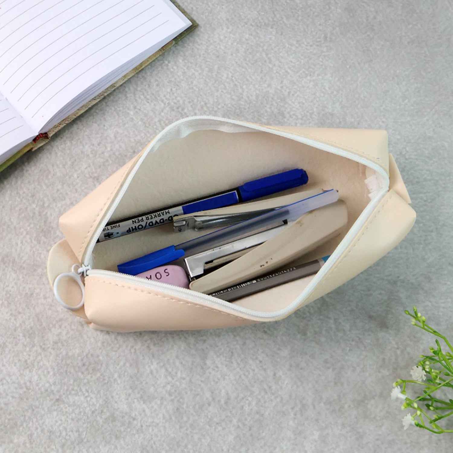 PU Leather Pencil Pouch – Slim, Soft Zippered Stationery Case